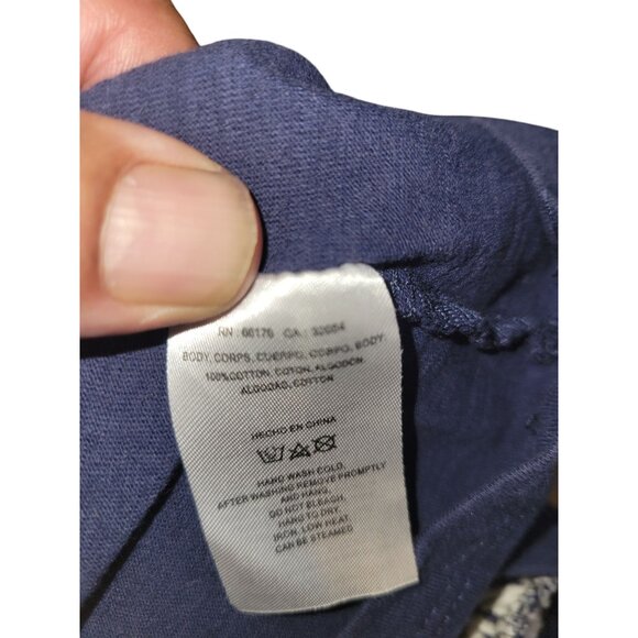 LUNA MOON Navy Blue Embroidered Off-Shoulder Luna Moon Top S Cotton Blend‎ - Picture 7 of 8